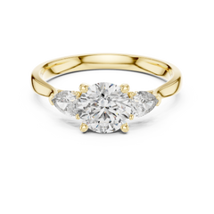 Round Pear Three Stone Ring