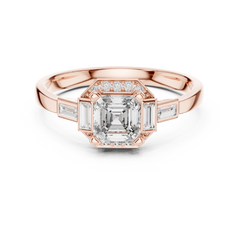 Asscher Art Deco Halo Ring