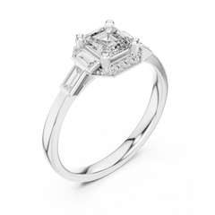 Asscher Art Deco Halo Ring