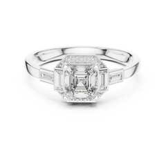 Asscher Art Deco Halo Ring