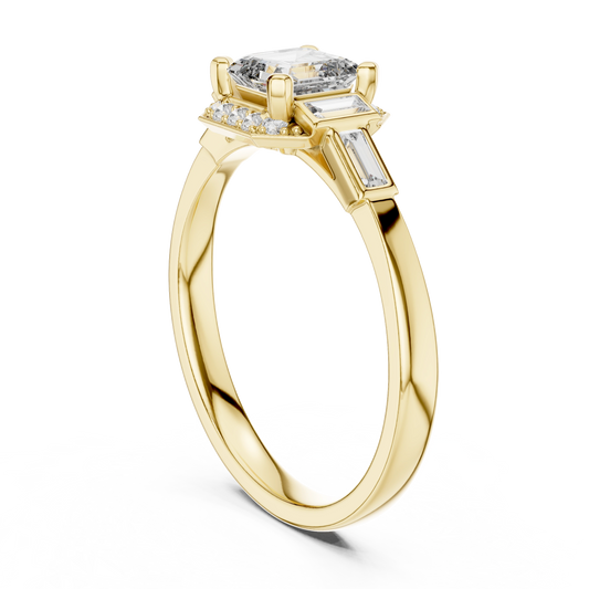 Asscher Art Deco Halo Ring