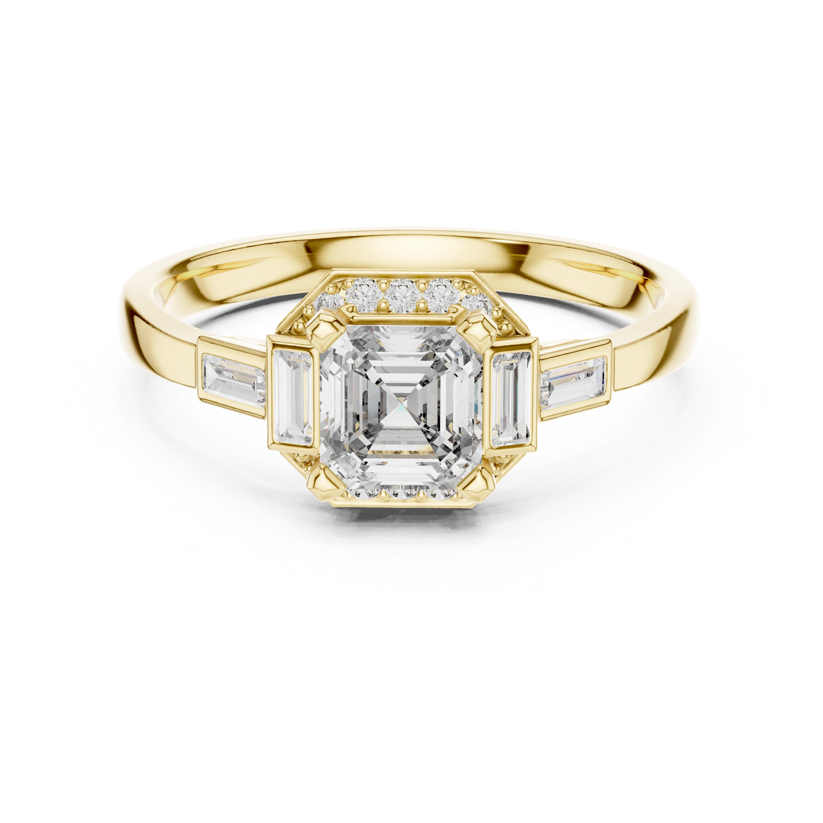 Asscher Art Deco Halo Ring
