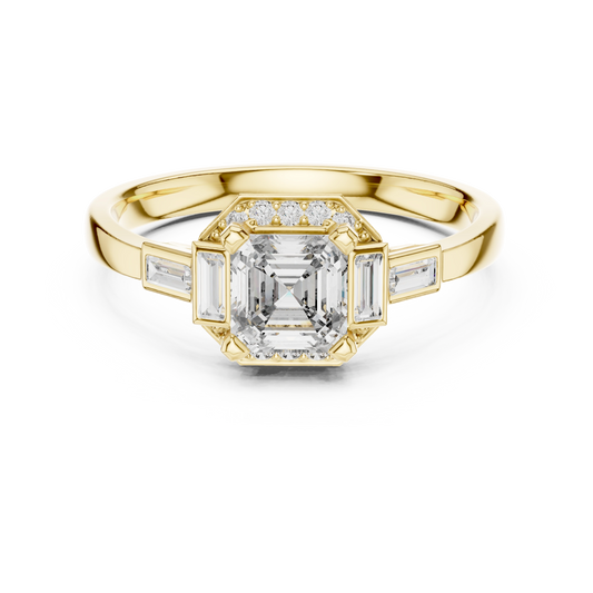 Asscher Art Deco Halo Ring