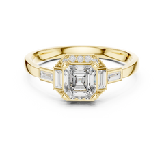 Asscher Art Deco Halo Ring