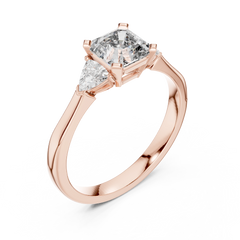 Asscher Trillion Three Stone Ring