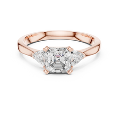 Asscher Trillion Three Stone Ring