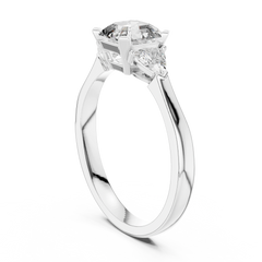 Asscher Trillion Three Stone Ring