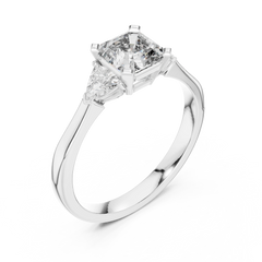 Asscher Trillion Three Stone Ring