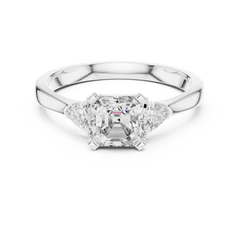 Asscher Trillion Three Stone Ring