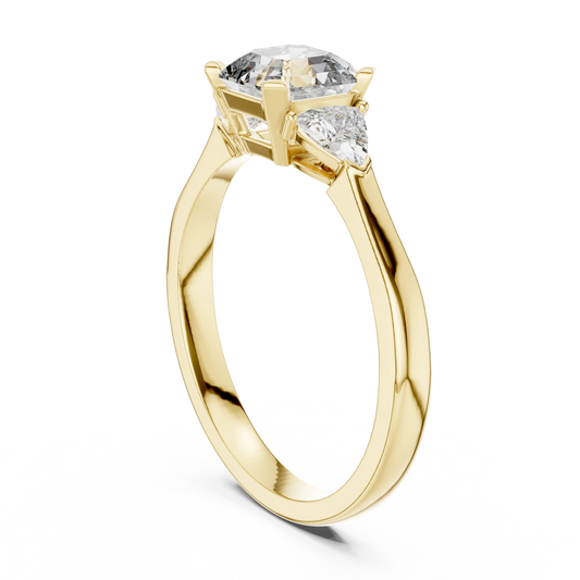Asscher Trillion Three Stone Ring