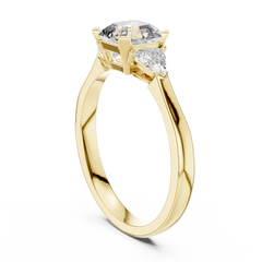 Asscher Trillion Three Stone Ring