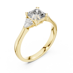 Asscher Trillion Three Stone Ring