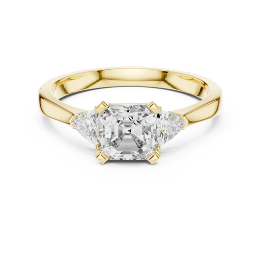 Asscher Trillion Three Stone Ring