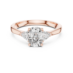 Oval Trillion Three Stone Ring