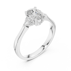 Oval Trillion Three Stone Ring