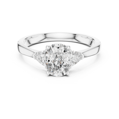 Oval Trillion Three Stone Ring