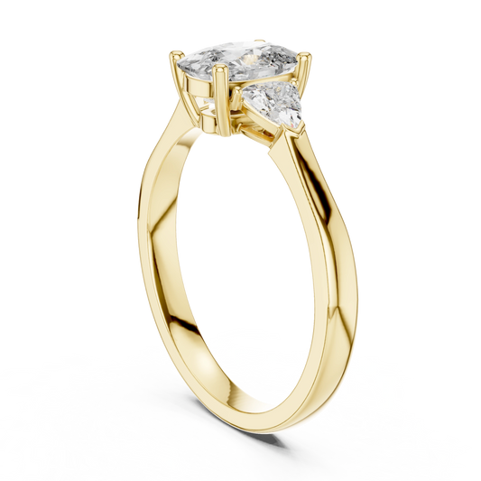 Oval Trillion Three Stone Ring