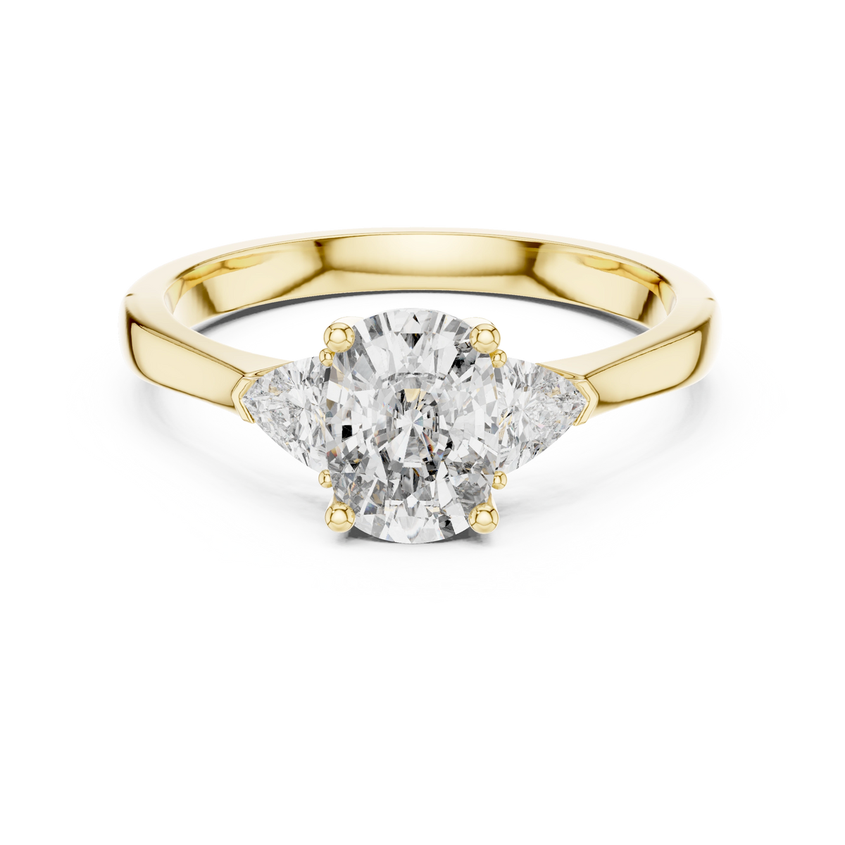 Oval Trillion Three Stone Ring