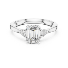 Emerald Pear Three Stone Ring