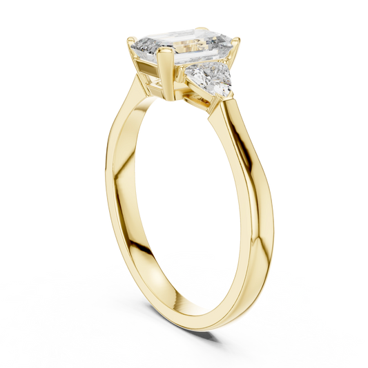 Emerald Pear Three Stone Ring