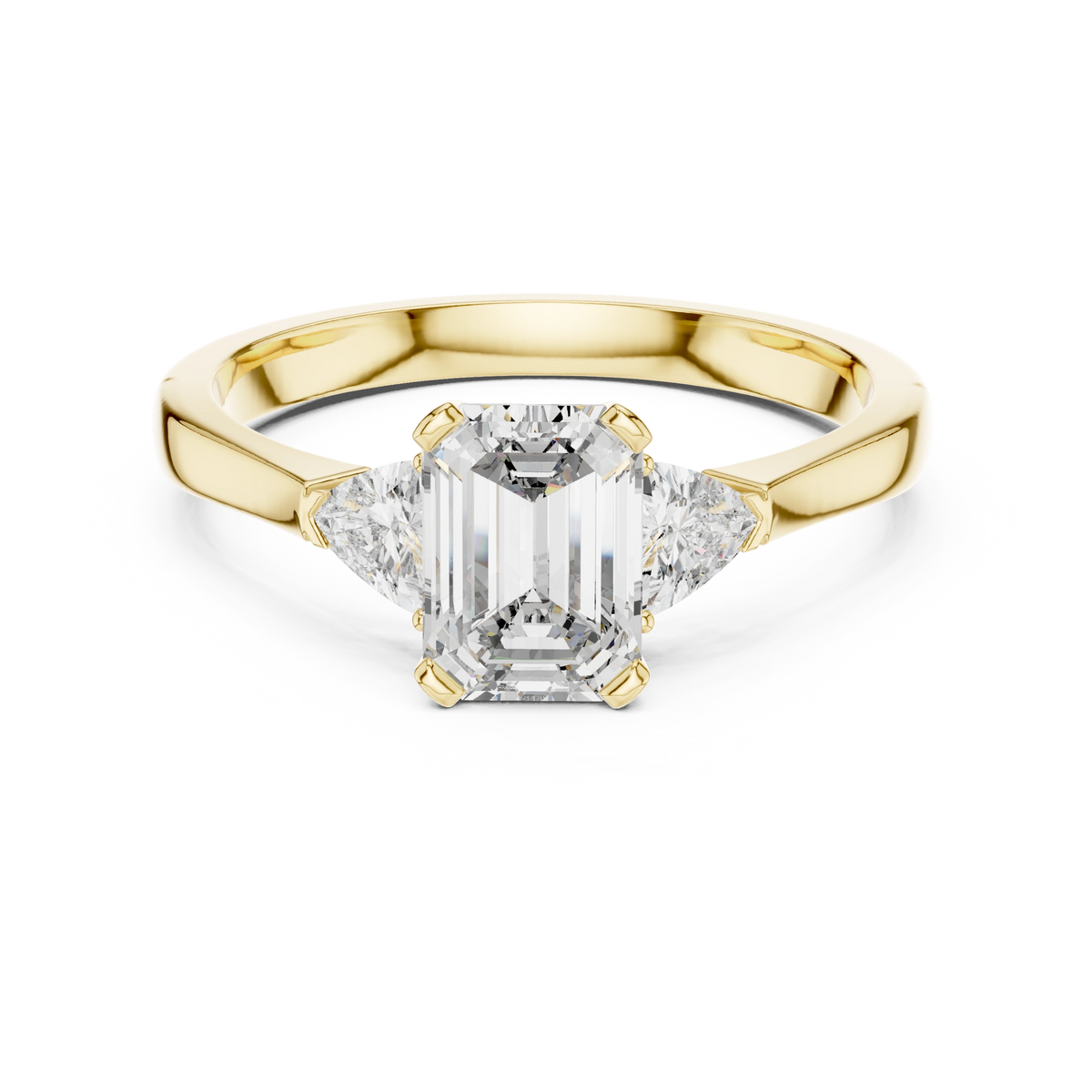 Emerald Pear Three Stone Ring