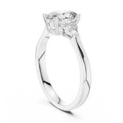 Oval Trillion Three Stone Ring