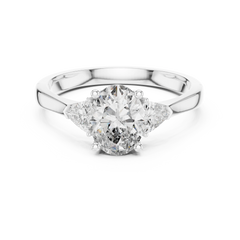 Oval Trillion Three Stone Ring