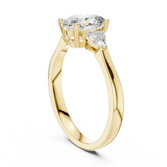 Oval Trillion Three Stone Ring