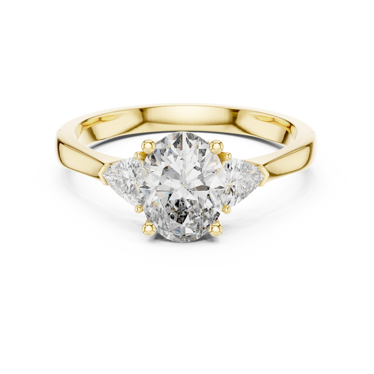 Oval Trillion Three Stone Ring