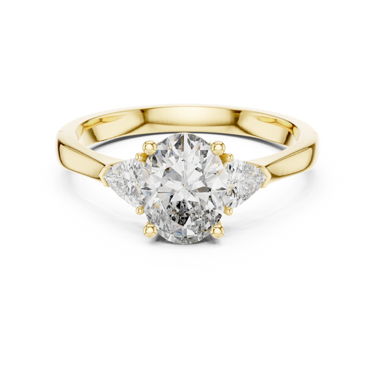 Oval Trillion Three Stone Ring