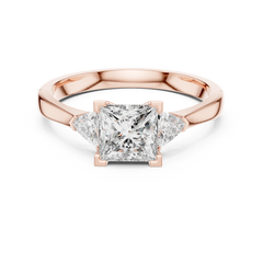 Princess Trillion Three Stone Ring