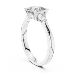 Princess Trillion Three Stone Ring