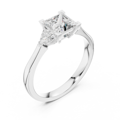Princess Trillion Three Stone Ring