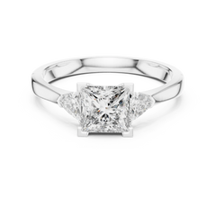 Princess Trillion Three Stone Ring