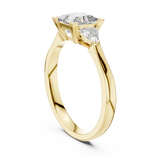 Princess Trillion Three Stone Ring