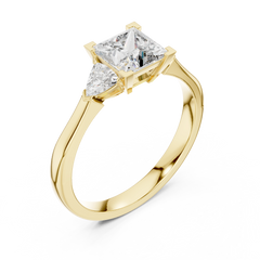 Princess Trillion Three Stone Ring