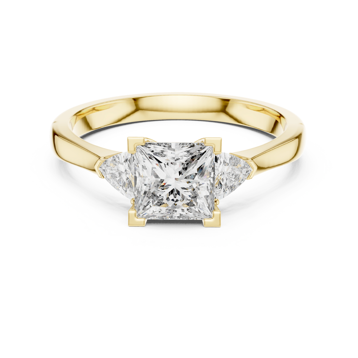 Princess Trillion Three Stone Ring