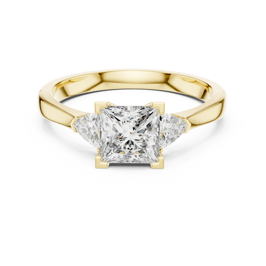 Princess Trillion Three Stone Ring