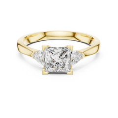 Princess Trillion Three Stone Ring