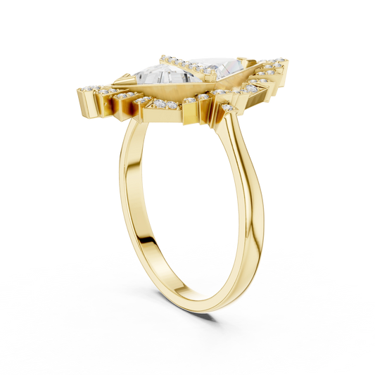 Kite Diamond Mosaic Shield Ring