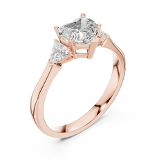 Heart Trillion Three Stone Ring