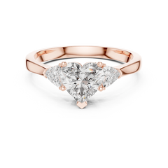 Heart Trillion Three Stone Ring