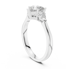 Heart Trillion Three Stone Ring