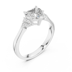 Heart Trillion Three Stone Ring