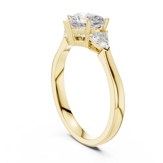 Heart Trillion Three Stone Ring