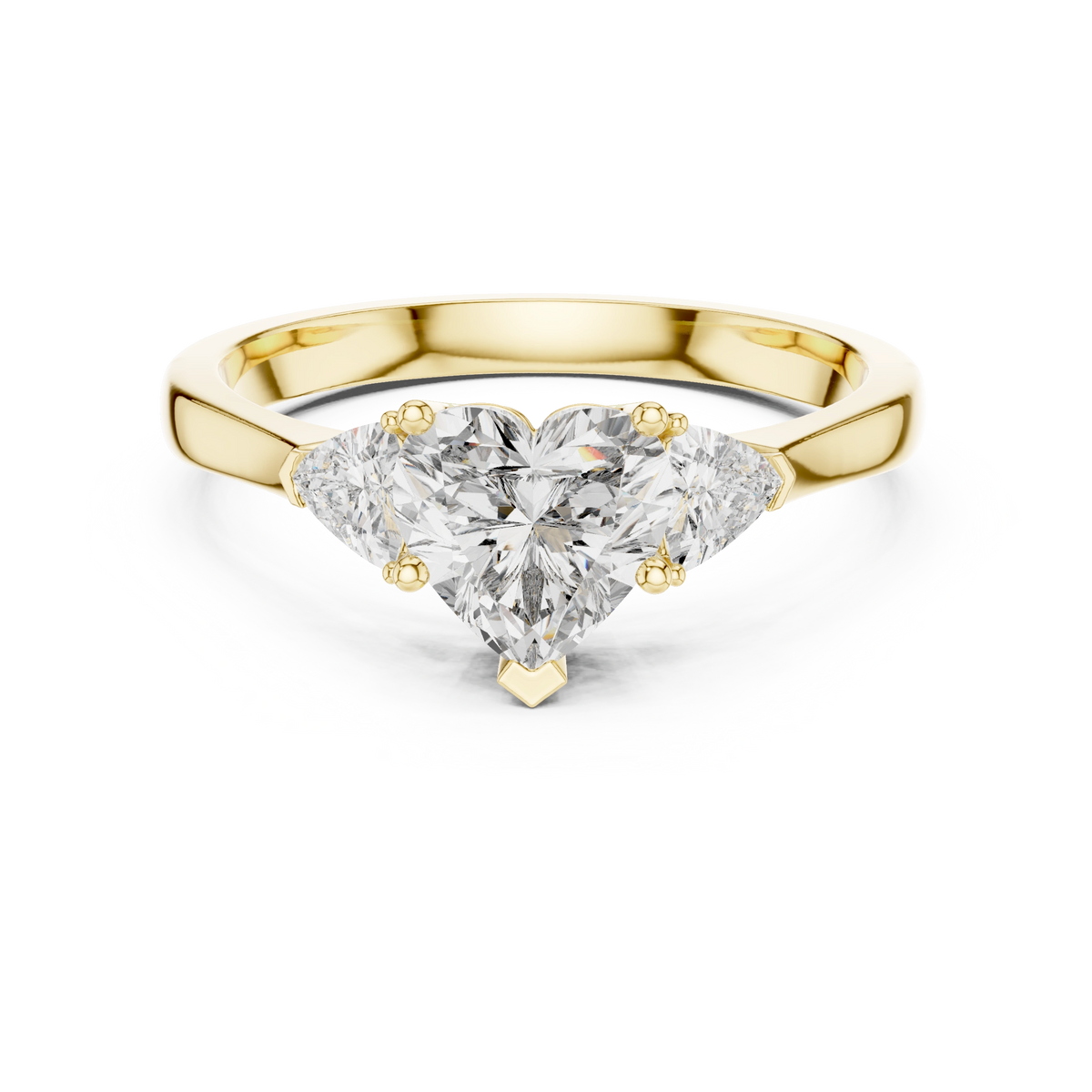 Heart Trillion Three Stone Ring