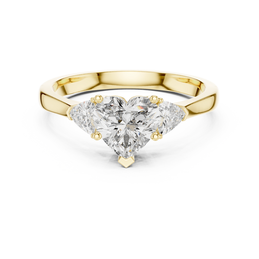 Heart Trillion Three Stone Ring