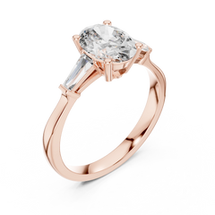 Oval Baguette Three Stone Ring