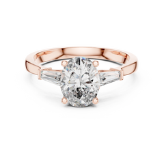 Oval Baguette Three Stone Ring