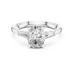 Oval Baguette Three Stone Ring
